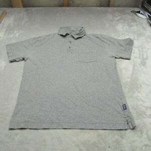 Patagonia Polo Shirt Mens Small? Gray Short Sleeve Chest Pocket Casual Everyday